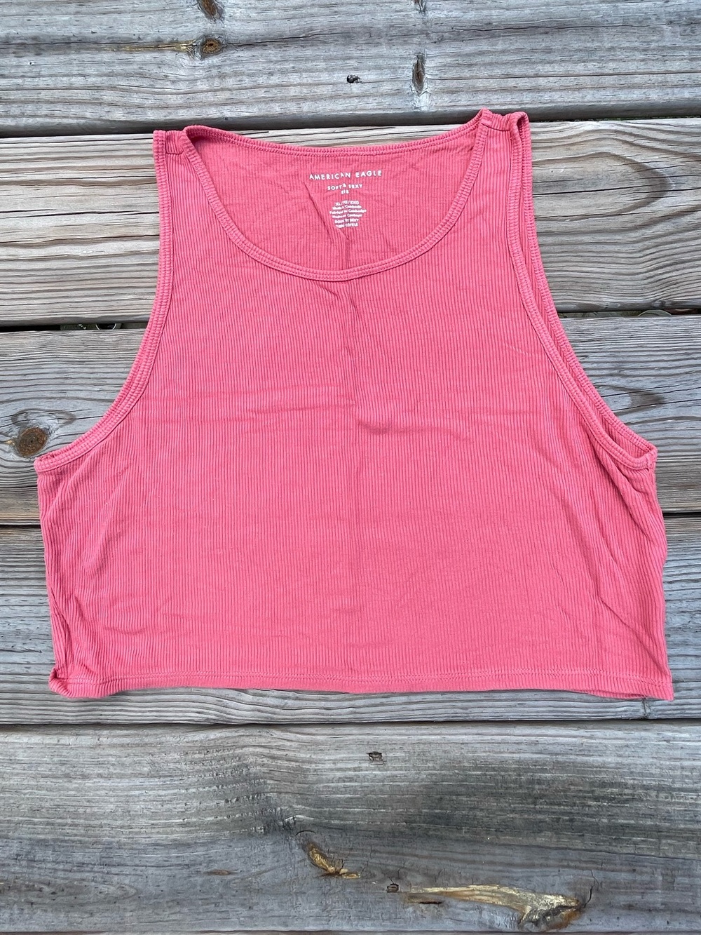 Watermelon red AE ribbed cropped tank